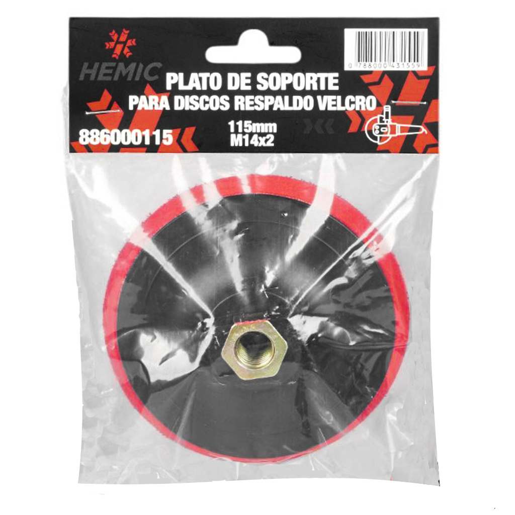 Plato de Soporte para Discos de Lijas Respaldo Velcro Hemic 115mm
