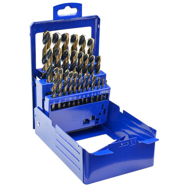 Estuche metalico 29 Brocas HSS GOLD-BLACK DIN 338 Ø 1/16-1/2x1/64