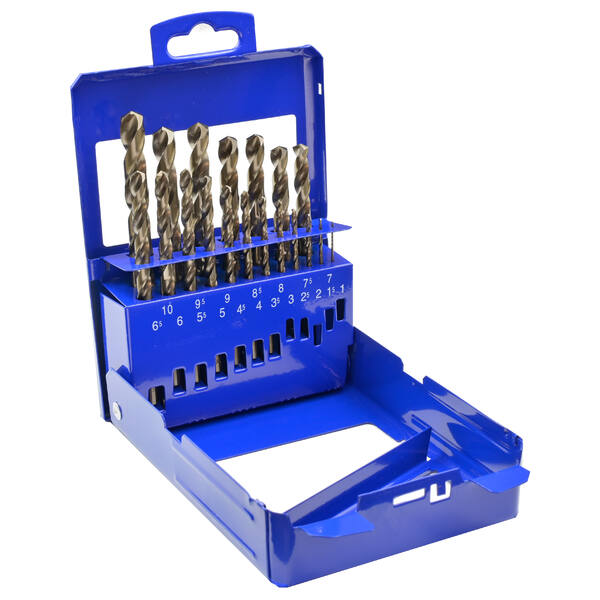 Estuche metalico 19 brocas Cobalto 5% Ø 1-10x0,5mm