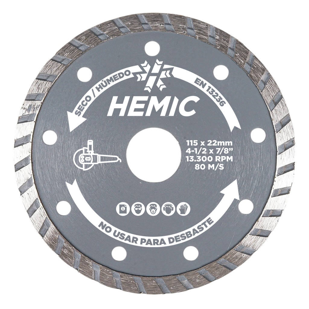 Disco Diamantado Borde Turbo Hemic 115mm
