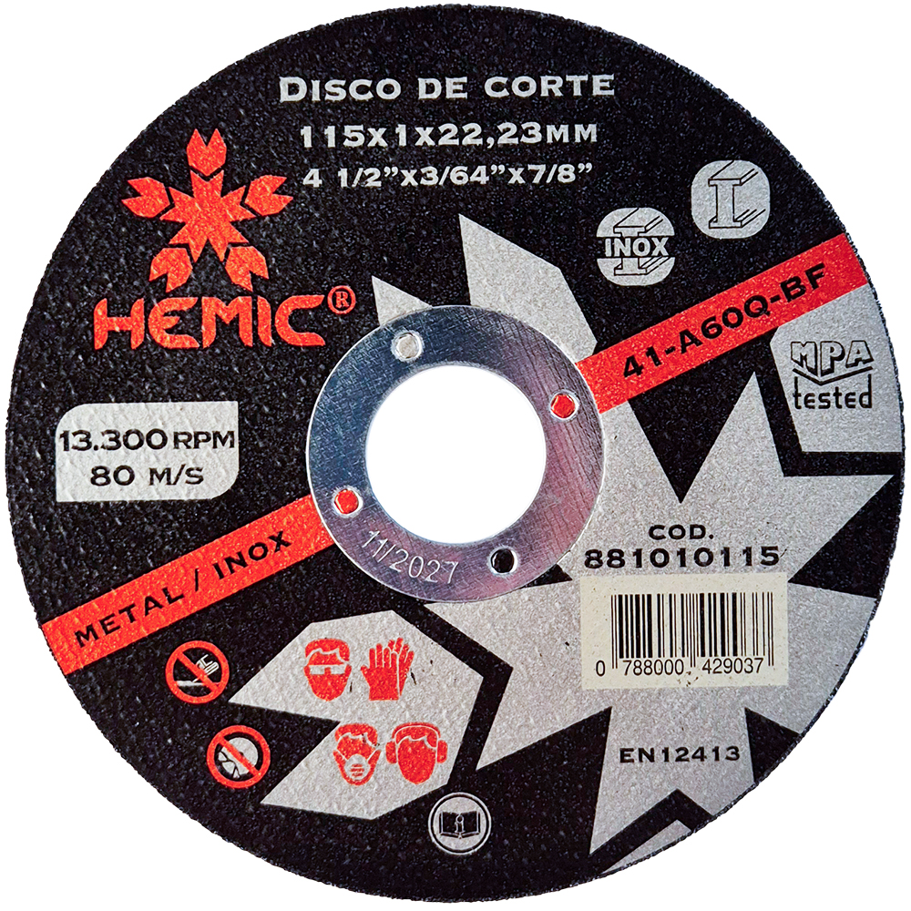 Disco de Corte Hemic 115x1x22,23mm