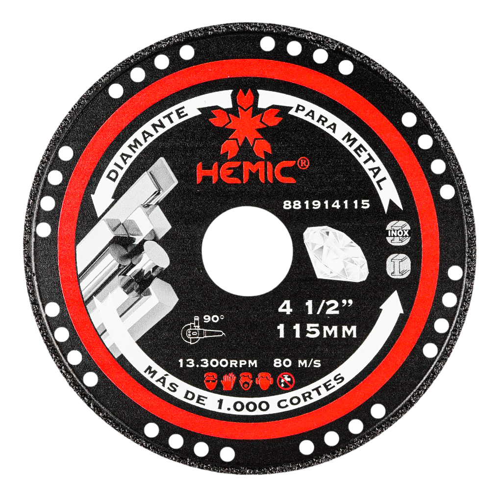 Disco Diamantado para Corte de Metal Hemic 115x1,4x22,23mm