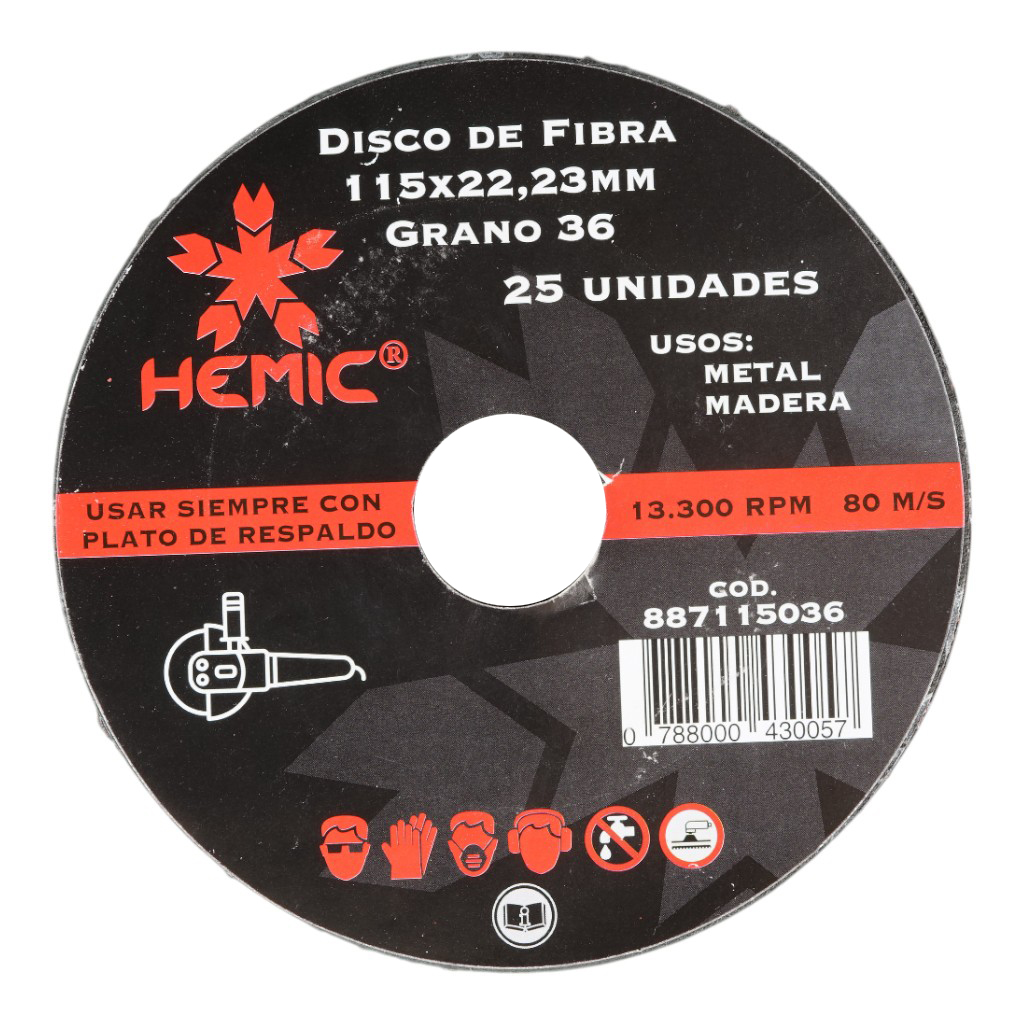 Disco de Lija Hemic 115mm Grano 100