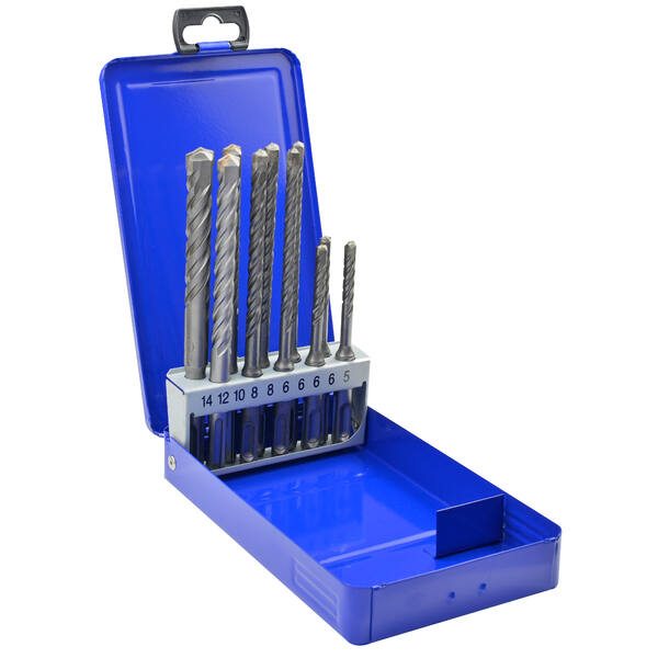 Juego 10 brocas SDS+ = 5x110 + 6x110-6x160-8x160=2pzs. + 10-12-14x160 mm