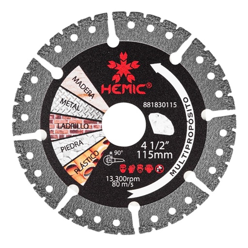 [881830115] Disco Diamantado Multipropósito Hemic 115x3x22,23mm