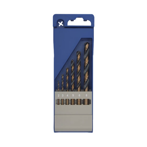 [541600] Juego 6 brocas HSS Gold-Black en caja de plastico  Ø 2-3-4-5-6-8mm
