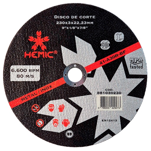 [881030230] Disco de Corte Hemic 230x3x22,23mm