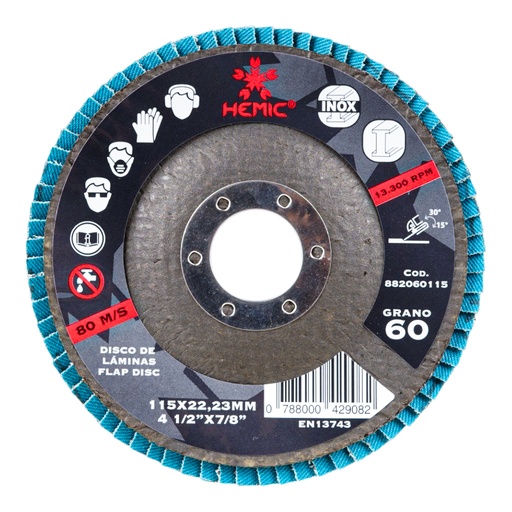 [882080115] Disco de Láminas de Zirconio Hemic 115x22,23mm Grano 80